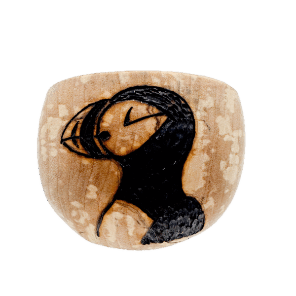 Traditional Handmade KUKSA – Pyrographied in Iceland - Puffin Design