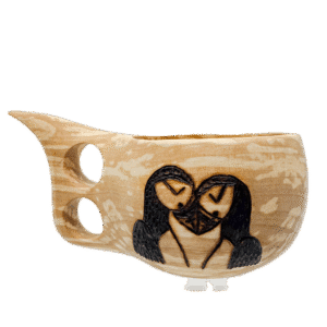 Traditional Handmade KUKSA – Pyrographied in Iceland - Puffin Design