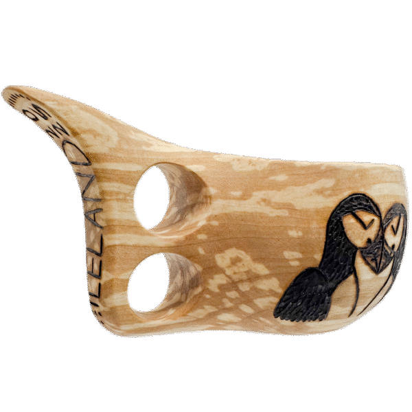 Traditional Handmade KUKSA – Pyrographied in Iceland - Puffin Design - Image 2
