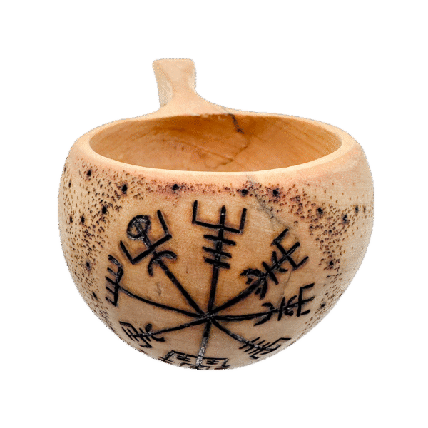 Traditional Handmade KUKSA – Pyrographied in Iceland - Vegvísir Design - Image 3