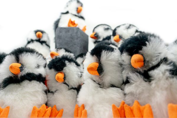 LOÐVINIR FLUFFY FLUFFIN LUNDI limited edition handmade puffin plush in black and white like real puffins