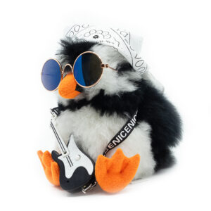 LOÐVINIR plush wearing the rock set with guitar, bandana, and sunglasses